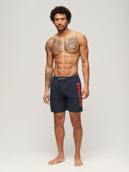 M D2 Men's Swimwear Shorts Navy Blue with Patterns