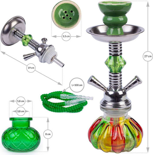 Ναργιλές Hookah Shisha Md Multicolor Διπλός 2 Hoses - 27cm