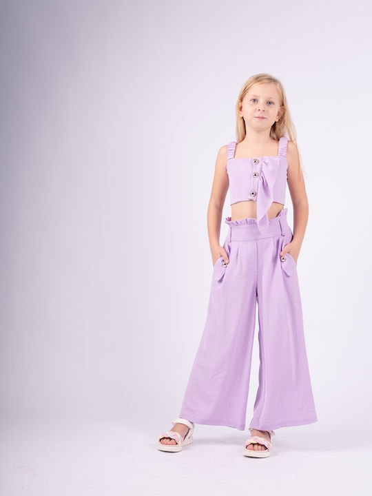 Εβίτα Set pentru copii cu Pantaloni Vara 2buc Purple