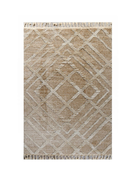 Tzikas Carpets 38834-060 Χειροποίητο Χαλί Ορθογώνιο με Κρόσια Λευκό-κρεμ