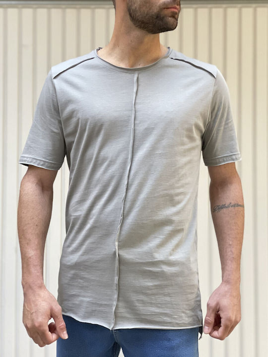 Ndc Men's Grey Asymmetric Asymmetric T-shirt With Stitching 232917g