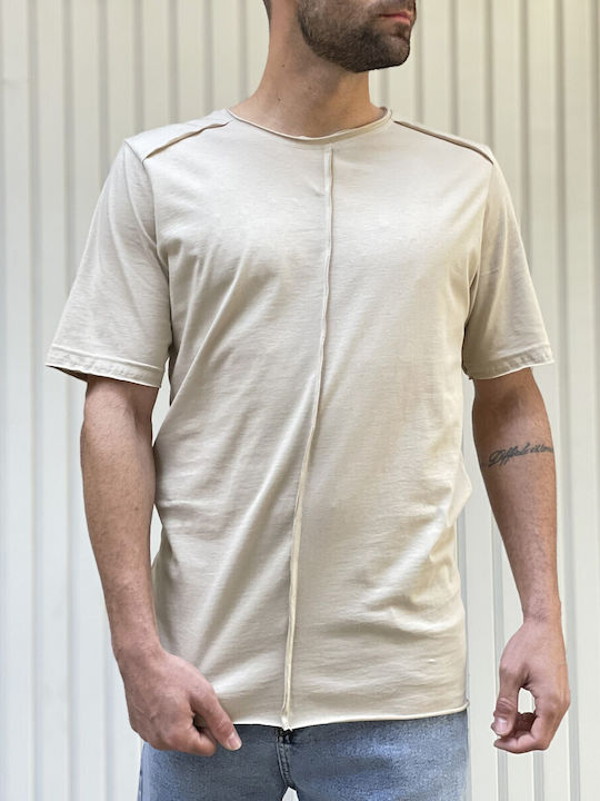 Ndc Men's Beige Asymmetric Asymmetric T-shirt with Seam 232917b