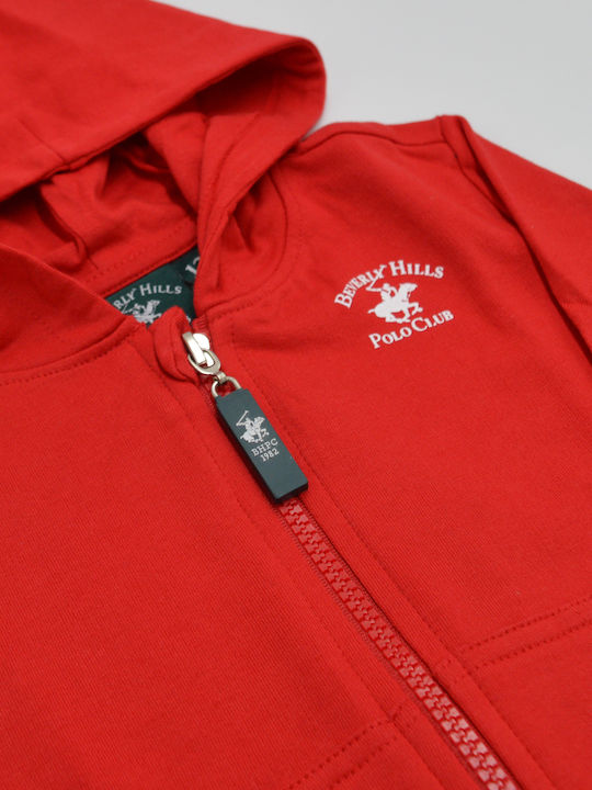 Beverly Hills Polo Club Kids Cardigan with Hood Red