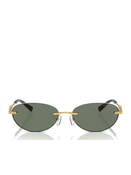 Michael Kors Manchester Unisex Sunglasses with Gold Metal Frame and Green Lens MK1151 18963H