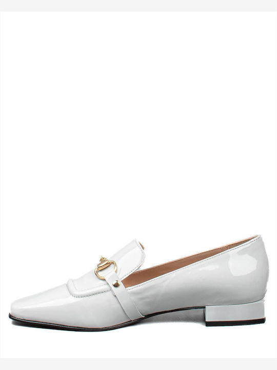 Leather Women's Loafers in Gray Color