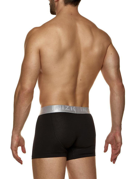Modal Boxer Με Εξωτερικο Μονοχρωμο Μεταλλιζε Λαστιχο Και Logo Ινιζιο 44600 Μαυρο/ασημι