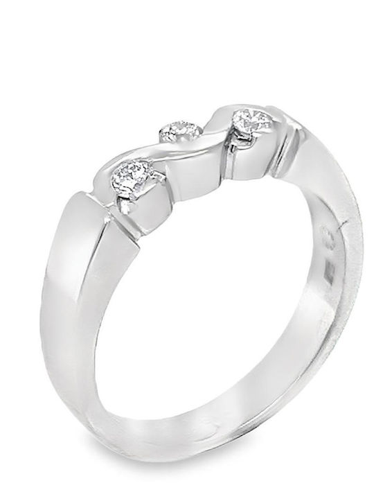 Xryseio Ring with Diamond made of White gold 18K
