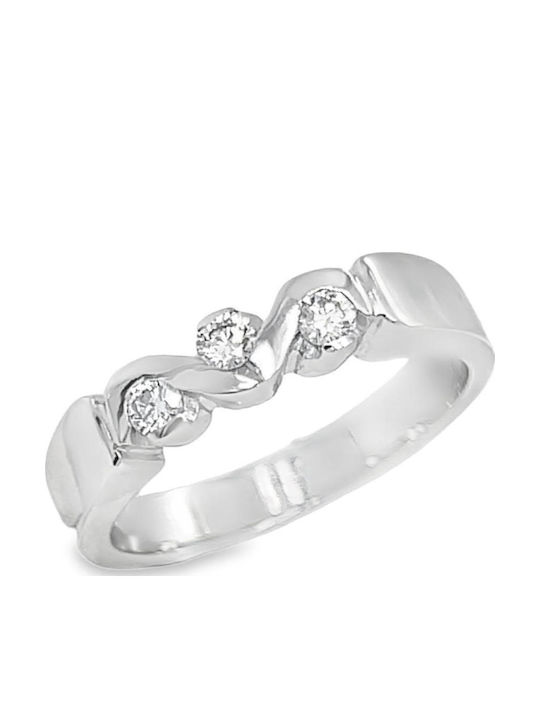 Xryseio Ring with Diamond made of White gold 18K