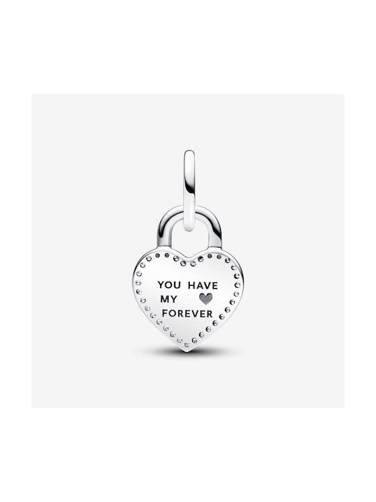 Pandora Charm with design Heart from Pink Gold Plated Silver