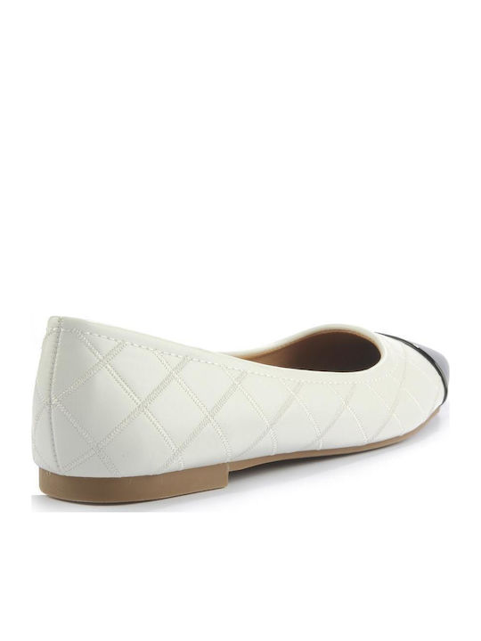 Damen Ballerinas Spitz zulaufend aus Lackleder in Weiß Farbe