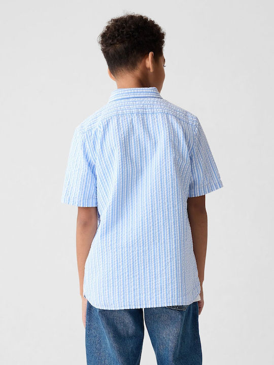 Tricou cu mânecă scurtă pentru copii, culoare solidă, alb-albastru, 858571000
