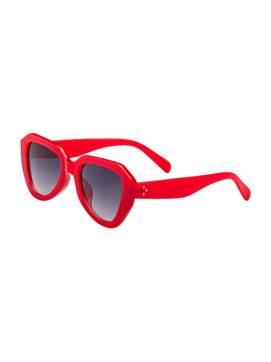 Cavour Women's Sunglasses with Red Plastic Frame and Gray Gradient Lens 01-7165-2