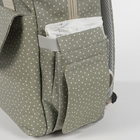 Backpack Changing Bag Poppy Olive Polka Dot | Walking Mum 1120800322