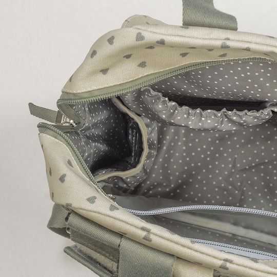 Backpack Changing Bag Poppy Olive Hearts | Walking Mum 1120800324