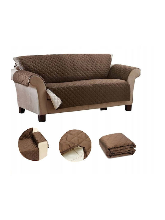 Verk Group Ελαστικό Κάλυμμα Διθέσιου Καναπέ Καφέ 165x240cm