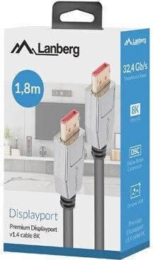 Lanberg Kabel DisplayPort-Stecker - DisplayPort-Stecker 1.8m Gray (CA-DPDP-20CU-0018-BK)