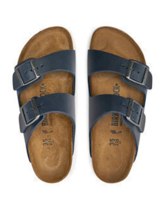 Arizona Leather Women's Flat Sandals in Blue Color Narrow Fit