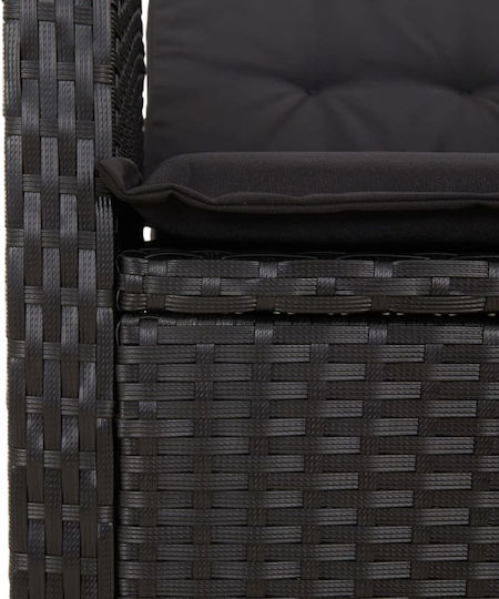 Garten- und Outdoor-Möbelsets 2 Stück Schwarz mit Kissen