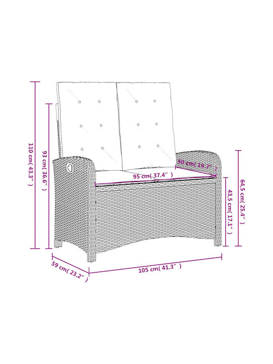 Garden & Outdoor Furniture Set 2 Pieces Gray with Pillows