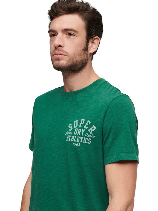 Superdry Bărbați T-shirt Sportiv cu Mânecă Scurtă Verde