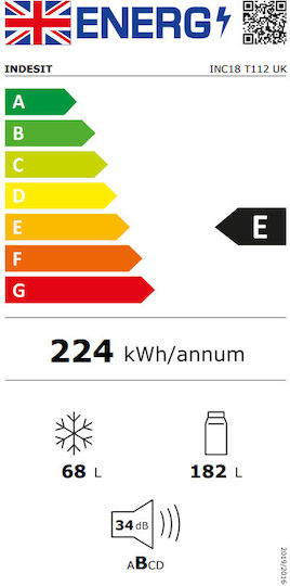 Indesit 250лт В177xШ54xД54.5см. Бял INC18 T112