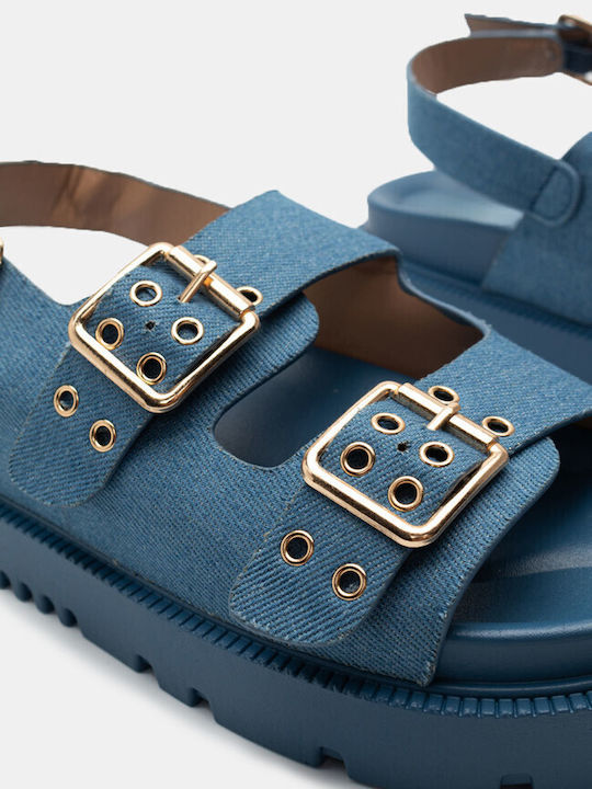 Flatform sandals with double toes 4097024-denim