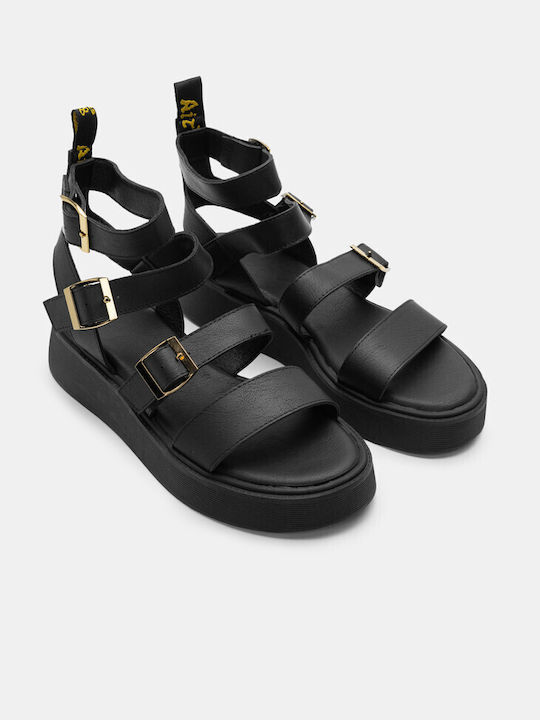 Flatform Sandals With Straps & Toes 4116801-black