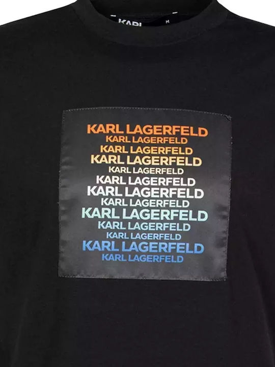 Karl Lagerfeld T-shirt Bărbătesc cu Mânecă Scurtă Black