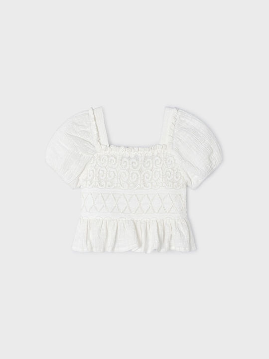 Mayoral Kids Blouse Short Sleeve Ecru