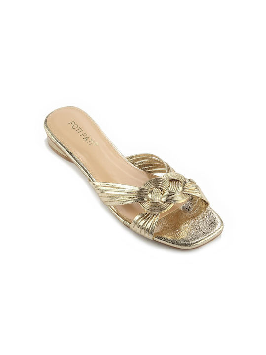 Flat Sandal with Thin Straps and Knot in the Middle Fshoes Or005.16 - Fshoes - Gold