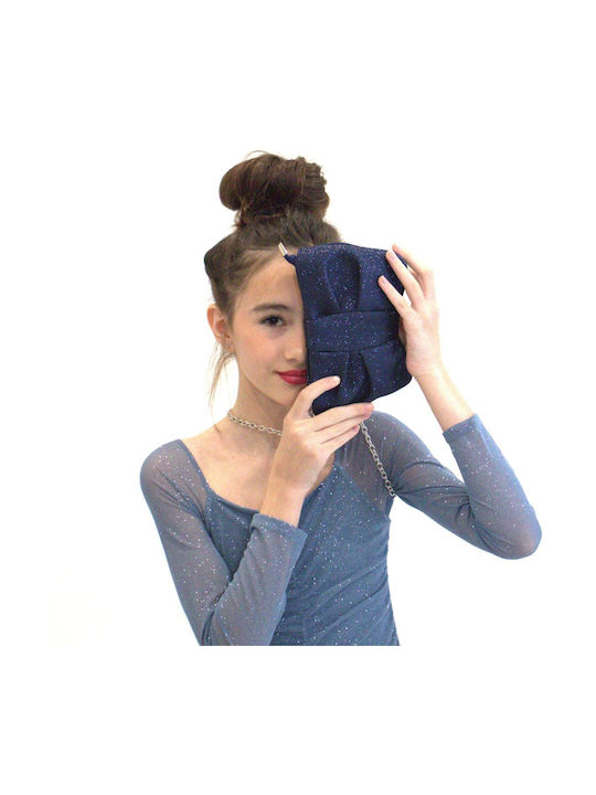 Yuko B: Umhängetasche Moon Design Bow-Blaue Umhängetasche mit Goldstaub
