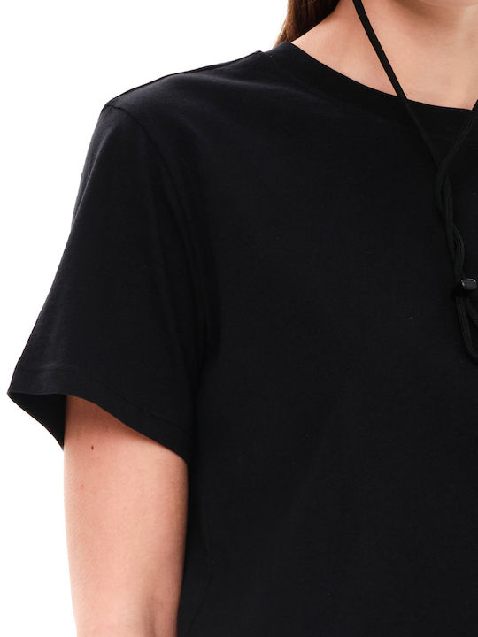 Γυναικείο Oversized Crop T-shirt Μαύρο