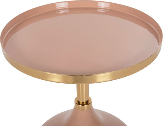 Masă Laterală Rotundă Metalică Roz-Bej M35.5xL35.5xÎ44.5cm