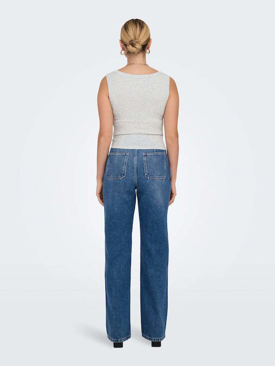 Easy Γυναικείο Αθλητικό Crop Top Αμάνικο Γκρι