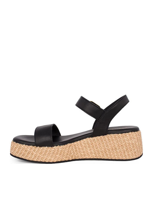Women's Leather Platform Shoes Black