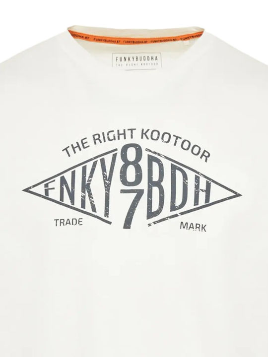 Funky Buddha Ανδρικό T-shirt Κοντομάνικο Off White Cream