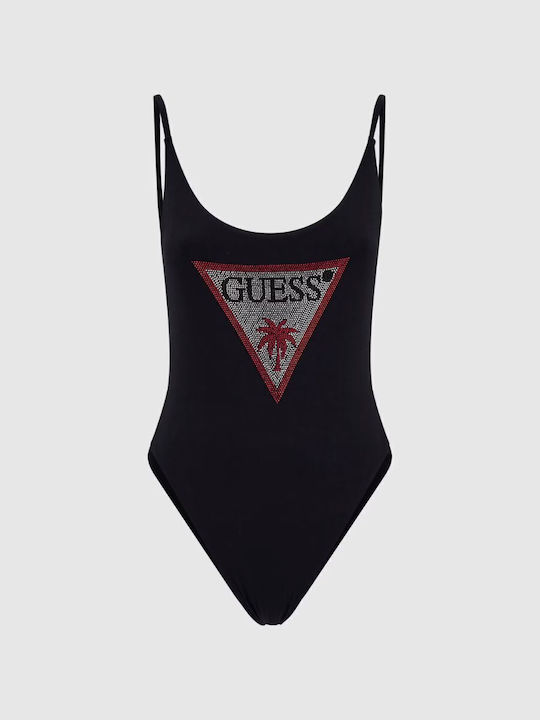 Γυναικειο Μαγιο Ολοσωμο Guess One Piece Rhinestone Triangle E4gj03mc040 Jblk Μαυρο
