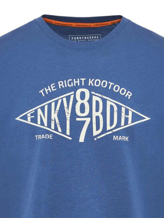 Funky Buddha Herren T-Shirt Kurzarm Indigo Blue