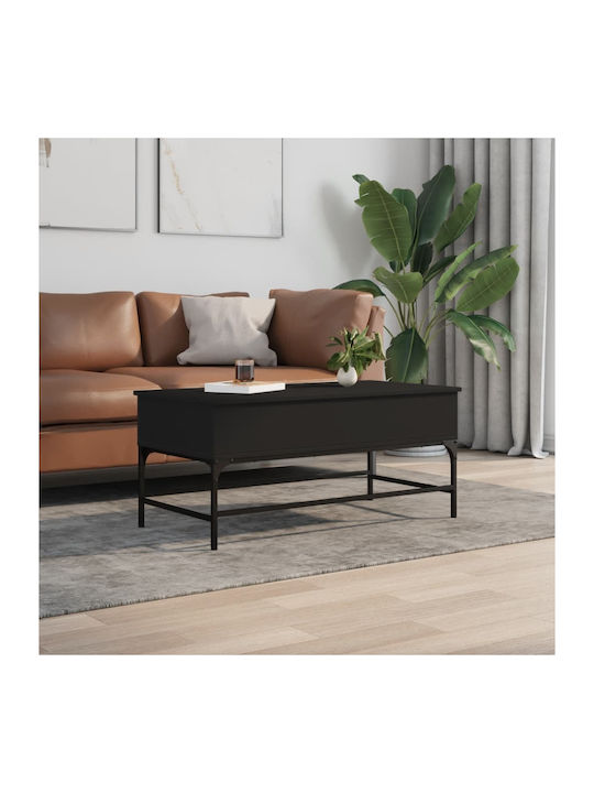 Rectangular Coffee Table with Waiter Black L100xW50xH45cm