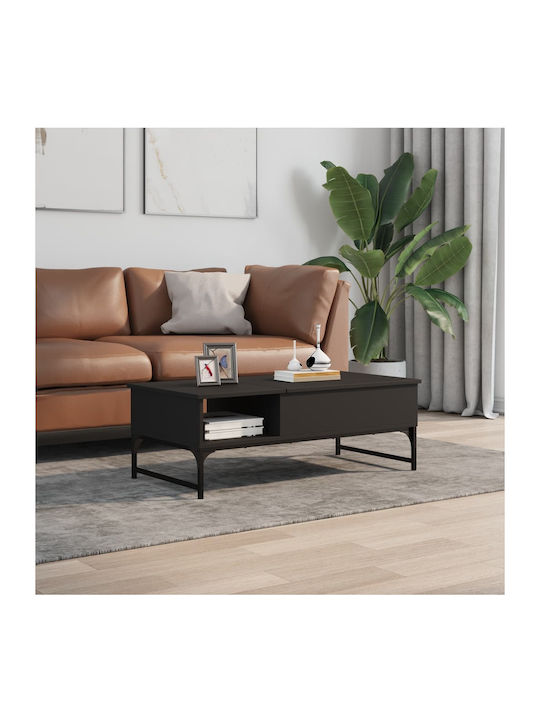 Rectangular Coffee Table with Waiter Black L100xW50xH35cm