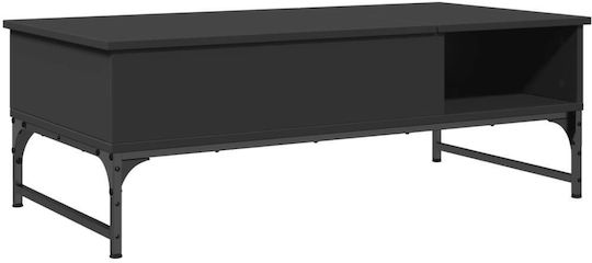 Rechteckiger Zentraler Kaffeetisch Holz mit Hebemechanismus Schwarz M100xB50xH35cm