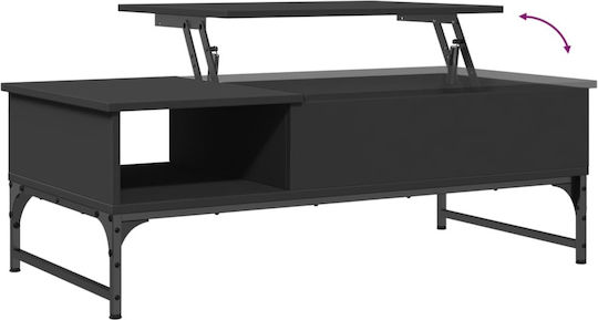 Rechteckiger Zentraler Kaffeetisch Holz mit Hebemechanismus Schwarz M100xB50xH35cm