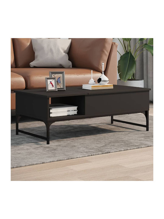 Rectangular Central Coffee Table Wooden with Lifting Mechanism Black M100xW50xH35cm