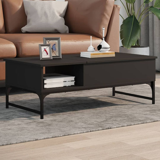 Rechteckiger Zentraler Kaffeetisch Holz mit Hebemechanismus Schwarz M100xB50xH35cm