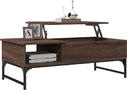 vidaXL Rechteckiges Zentral Kaffeetisch Aus Holz Mit Hebemechanismus Braune M100xL50xH35cm