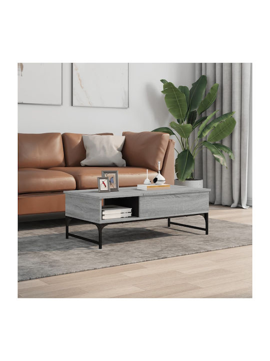 Rectangular Coffee Table with Waiter Grey L100xW50xH35cm