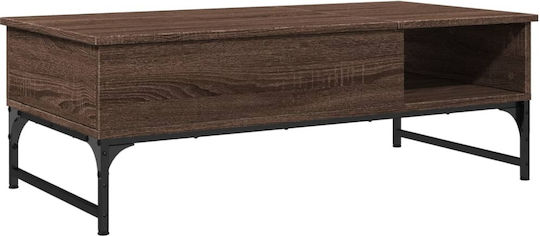 vidaXL Rechteckiges Zentral Kaffeetisch Aus Holz Mit Hebemechanismus Braune M100xL50xH35cm