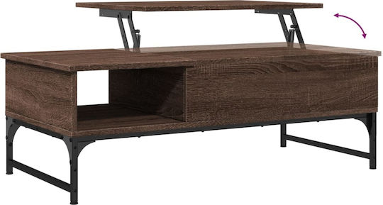 vidaXL Rechteckiges Zentral Kaffeetisch Aus Holz Mit Hebemechanismus Braune M100xL50xH35cm