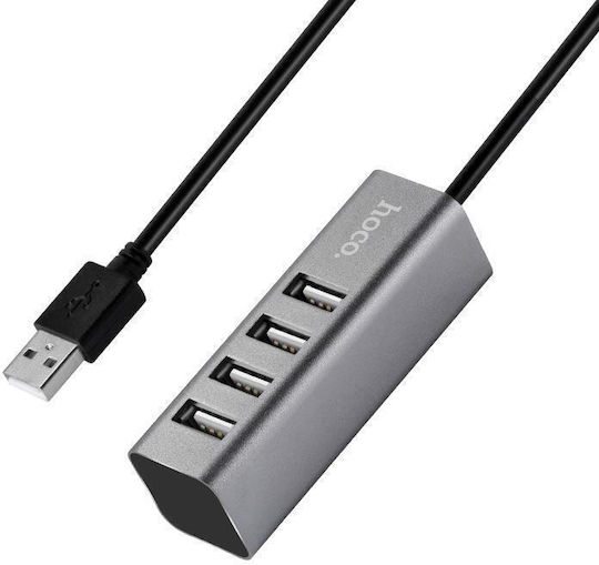 Hoco USB-Hub 4 Anschlüsse USB 2.0 mit USB-A Anschluss Grau