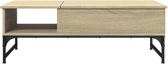 Rectangular Central Wooden Coffee Table with Lifting Mechanism Oak M100xW50xH35cm